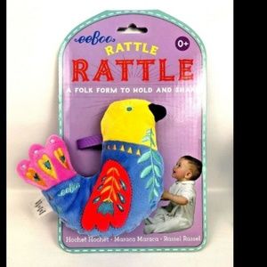 Eeboo Baby Colorful Plush Bird Rattle